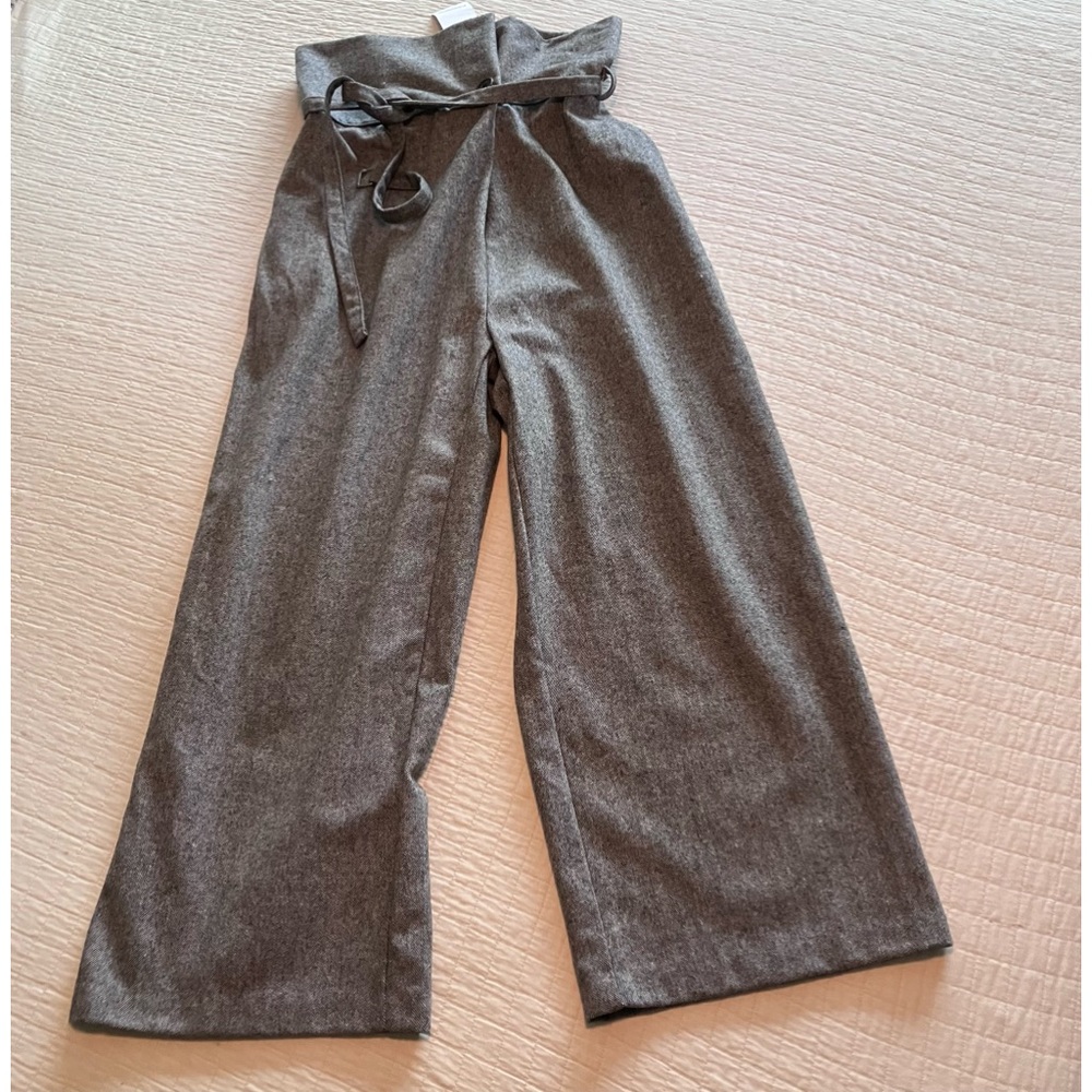 NWT Pinkyotto black/white herringbone wool mix paperbag waist pant